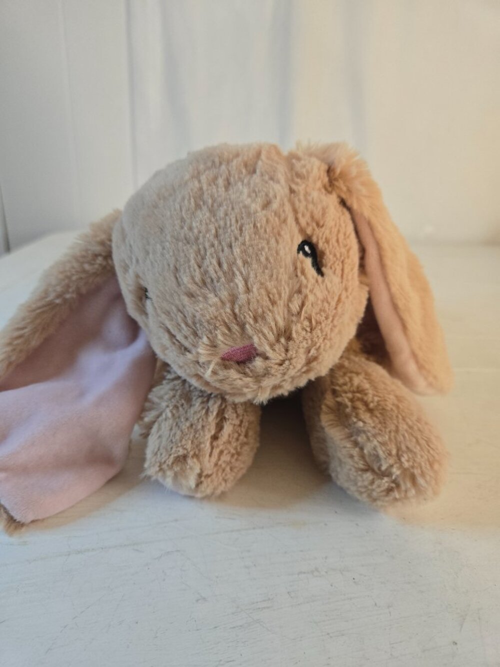 MTY International Easter Rabbit Bunny Tan Plush Stuffed Toy Pink Ears Small 2021
